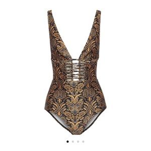 ZIMMERMANN Lace-up printed one piece swimsuit NWT